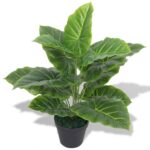 Planeto Kunst taro plant met pot 45 cm groen