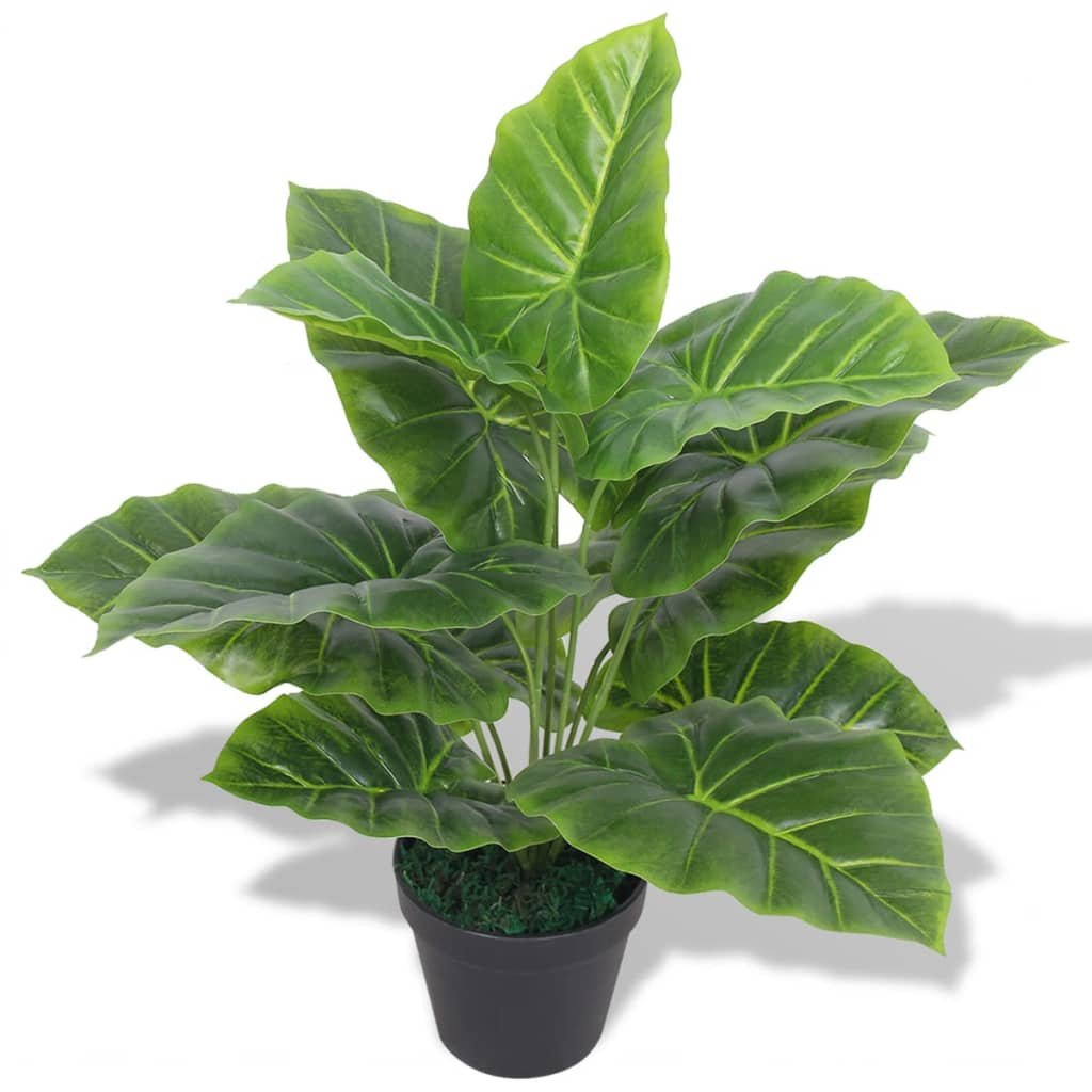 8718475532828_a_en_hd_1.jpg Planeto Kunst taro plant met pot 45 cm groen - Image 1
