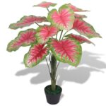Planeto Kunstplant caladium met pot 85 cm groen en rood