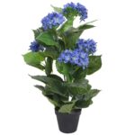 Planeto Kunst hortensia plant met pot 60 cm blauw