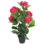 Planeto Kunst hortensia plant met pot 60 cm rood