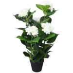 Planeto Kunst hortensia plant met pot 60 cm wit