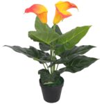 Planeto Kunst calla lelie plant met pot 45 cm rood en geel