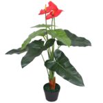 Planeto Kunst anthurium plant met pot 90 cm rood en geel