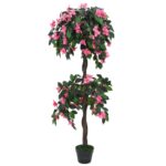 Planeto Kunstplant met pot rododendron 155 cm groen en roze