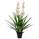 Planeto Kunstplant met pot cymbidium orchidee 100 cm groen