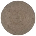 Planeto Vloerkleed handgemaakt rond 90 cm jute grijs