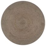 Planeto Vloerkleed handgemaakt rond 120 cm jute grijs