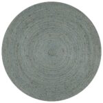 Planeto Vloerkleed handgemaakt rond 90 cm jute olijfgroen