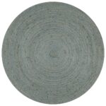 Planeto Vloerkleed handgemaakt rond 150 cm jute olijfgroen