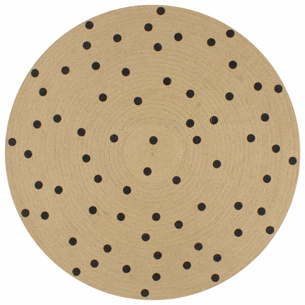 8718475733256_a_en_hd_1.jpg Planeto Vloerkleed handgemaakt met print polkadot 90 cm jute - Image 1