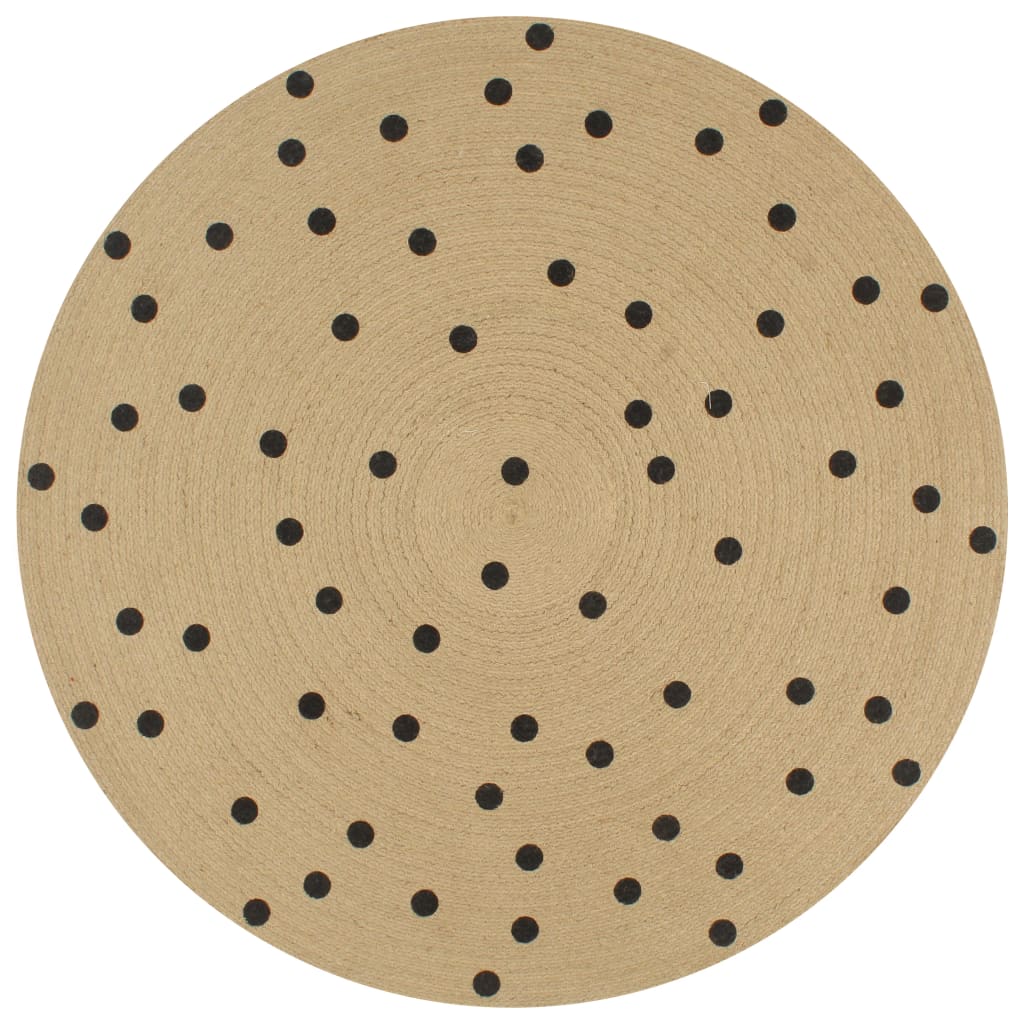 8718475733263_a_en_hd_1.jpg Planeto Vloerkleed handgemaakt met print polkadot 120 cm jute - Image 1