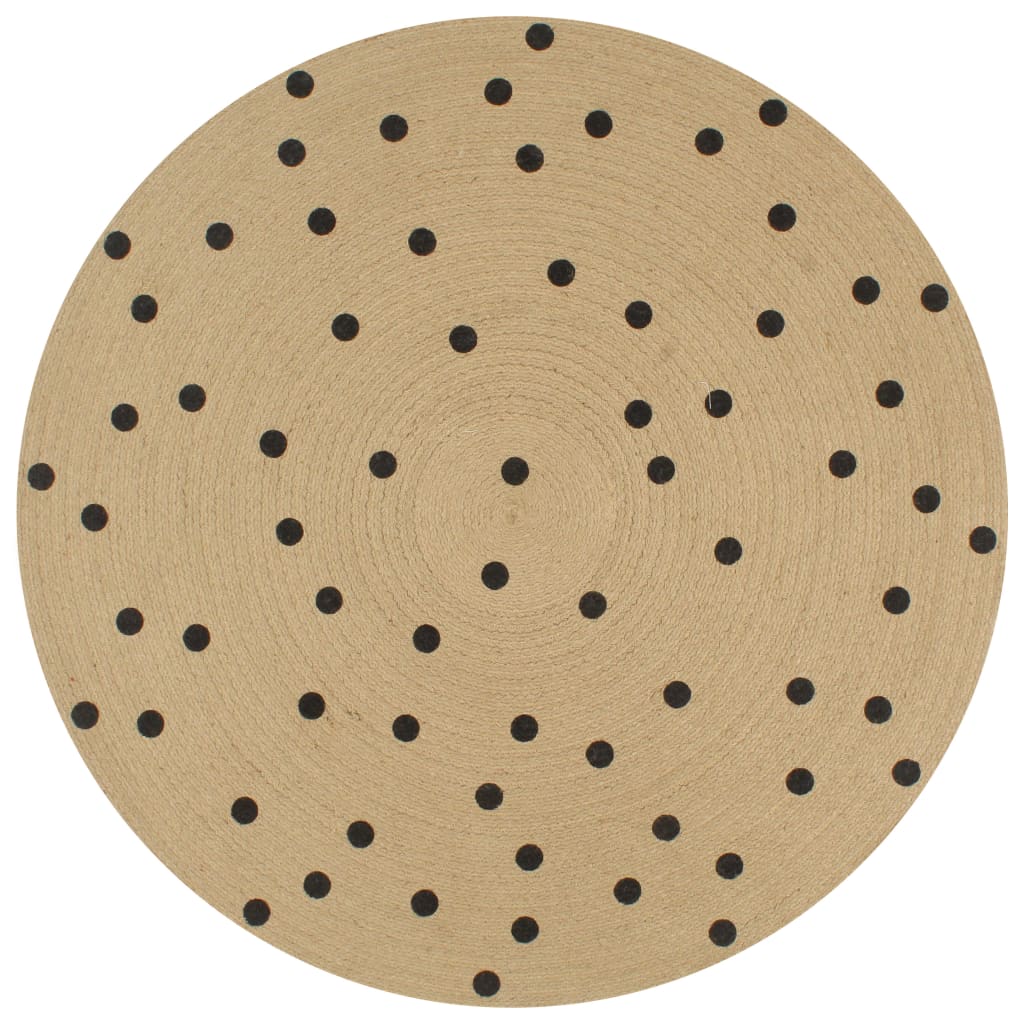 8718475733270_a_en_hd_1.jpg Planeto Vloerkleed handgemaakt met print polkadot 150 cm jute - Image 1