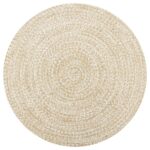 Planeto Vloerkleed handgemaakt 90 cm jute wit en naturel