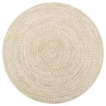 Planeto Vloerkleed handgemaakt 150 cm jute wit en naturel