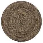 Planeto Vloerkleed handgemaakt 90 cm jute zwart en naturel
