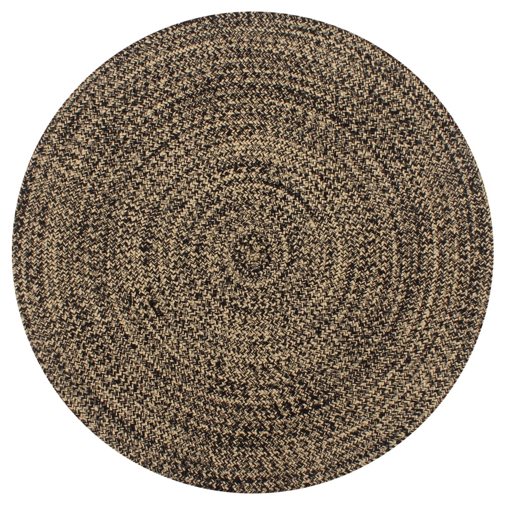 8718475733669_a_en_hd_1.jpg Planeto Vloerkleed handgemaakt 150 cm jute zwart en naturel - Afbeelding 1