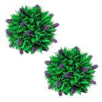 Planeto 2-delige Kunstbuxussenset bolvormig met lavendel 28 cm