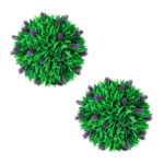 Planeto 2-delige Kunstbuxussenset bolvormig met lavendel 30 cm