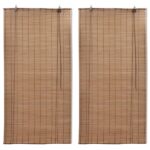 Planeto Rolgordijnen 2 st 120x220 cm bamboe bruin