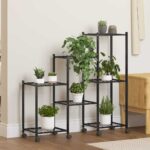 Planeto Bloemenstandaard met wielen 83x25x83,5 cm ijzer zwart