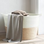 Planeto Wasmand Ø 60x36 cm katoen beige en wit