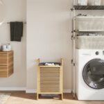 Planeto Wasmand met grijze zak 32x30x36,5 cm bamboe