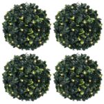 Planeto Kunstbuxusballen met LED-verlichting 4 st 12 cm groen