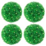 Planeto Kunstbuxusballen met LED-verlichting 4 st 12 cm groen